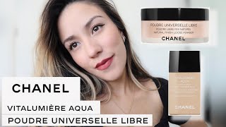 CHANEL PROBAMOS EL POLVO DE CHANEL POUDRE UNIVERSELLE LIBRE Y SU BASE VITALUMIERE AQUA [upl. by Agace]