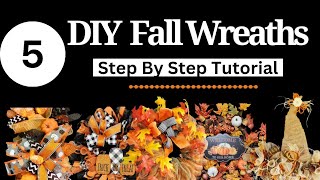 5 DIY FALL WREATHS  STEP BY STEP WREATH TUTORIAL  Beginner Wreath Making  Fun Fall DIY [upl. by Oira473]