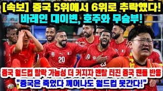 속보 중국 5위에서 6위로 추락했다 바레인 대이변 호주와 무승부 중국 월드컵 탈락 가능성 더 커지자 멘탈 터진 중국 팬들 반응 quot중국은 죽었다 깨어나도 월드컵 못간다quot [upl. by Grove756]