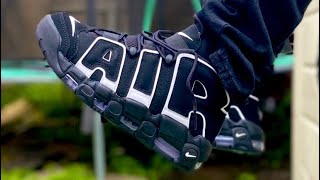 CLASSIC NIKE AIR MORE UPTEMPO 96 2023 BLACK WHITE BLACK On Feet Review [upl. by Annatnom351]