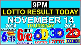 Lotto Result Today 9pm November 14 2024 PCSO [upl. by Reklaw]