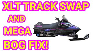 XLT Track Swap and Bog Fix Vintage Polaris XLT 600 Triple Snowmobile tune up [upl. by Eceinaj591]