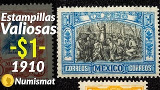 Antigua estampilla postal mexicana de 1910  1 Peso  Misa en el monte de las cruces [upl. by Cappello794]