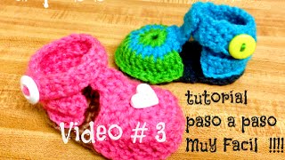 Como Hacer Zapatitos para Bebe Video 3 tejidos con Gancho [upl. by Hairabez148]