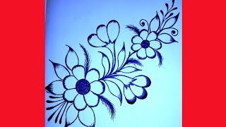 HOW TO DRAW FLOWER DESIGNPAINTING AND EMBROIDERY DESIGNPILLOW CUSHION TABLE TVCOVER DESIGN [upl. by Stacey]