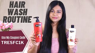 How I Wash My LONG Hair  Review TRESemmé Keratin Smooth Shampoo and Conditioner Sushmitas Diaries [upl. by Ardnwahs]