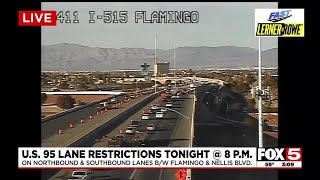 US 95 lane restrictions begin at 8 pm on Tuesday in Las Vegas [upl. by Millham]