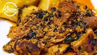 HOW TO PREPARE THE BEST GHANAIAN KONTOMIRE STEW PALAVA SAUCE WITH AGUSHIE  Kharie Cooks RECIPE [upl. by Gnas]