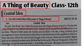 A Thing of Beauty Central Idea In Hindi  Central Idea of the Poem A Thing of Beauty Explanation [upl. by Maritsa]