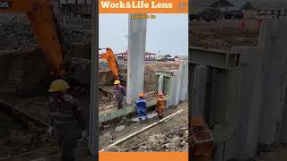 This video shows concrete panels driven into the ground for a durable retaining wall or barrier [upl. by Nasus]