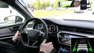 Audi A6  A7  Q8 20182019 Traffic Jam Assist reallife test  1001cars [upl. by Enigroeg]