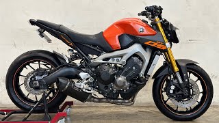 Yamaha Mt09 2016 Exhaust sound Yoshimura Race R77 carbon full system [upl. by Knapp625]