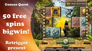 Gonzos Quest slot big win bonus 50 freespins [upl. by Irrac]