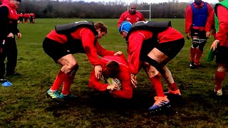 RUGBY UNION RUCK DEFENCE AND ATTACK CONTACT DRILL [upl. by Natrav]