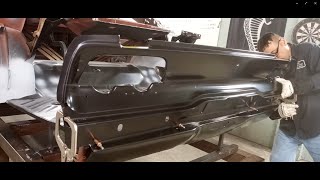 1968 Charger RT Restoration Part 8 mock up fit and prep tail light panel lower valance [upl. by Areemas]