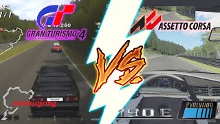 Two Worlds One Track Beating the GT4 IA15 Gold Time in Assetto Corsa  190E Evo II  Nordschleife [upl. by Tedmann]