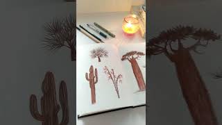 30 days 30 trees sketchbook challenge art shorts sketchbookchallenge sketchbooktour [upl. by Ariak441]