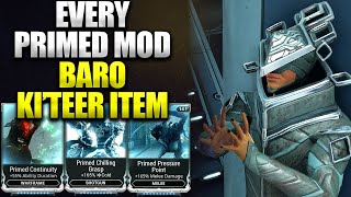 Warframe Baro KiTeer Full Primed Mods List  Void Trader Recommendations [upl. by Enelec585]