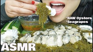 ASMR RAW Oysters  Seagrapes EXTREME EATING SOUNDS NO TALKING  SASASMR [upl. by Sivie]