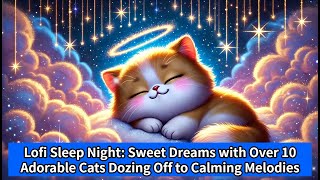 Lofi Sleep Night Sweet Dreams with Over 10 Adorable Cats Dozing Off to Calming Melodies [upl. by Orazio]