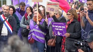 Protesters take to streets of Paris against sexual violence in light of Pelicot court case [upl. by Esiralc]