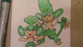 How to draw Pokemon No511 Pansage No512 Simisage [upl. by Sayer114]