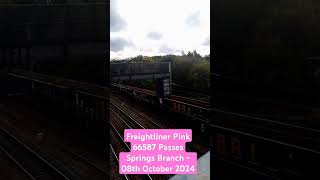 Freightliner Pink 66587 Passes Springs Branch  08th October 2024 [upl. by Notsew]