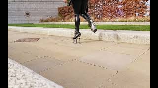 Walking in 8 inch platform high heel boots in public [upl. by Jer]