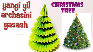 Yangi yil archasini yasash  Narsalar yasash  Paper Christmas tree [upl. by Aryhs38]