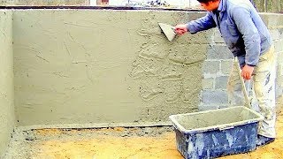 Building a house step by step Full HD Day 11 Plastering foundation wall [upl. by Waterman]