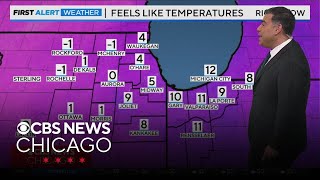 Chicago area hit with bitter cold strong winds blowing snow [upl. by Airetak86]