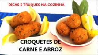 receita de bolinho e croquetes de carne e arroz  canal chantilly com chocolate [upl. by Oremo705]