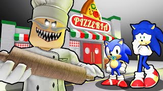 SONIC AND BABY SONIC VS ESCAPE PAPA PIZZA PIZZERIA IN ROBLOX [upl. by Ardisj]