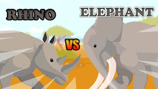 Elephant vs Rhino  Animal Tournament S1  Animal Animation [upl. by Eimor]