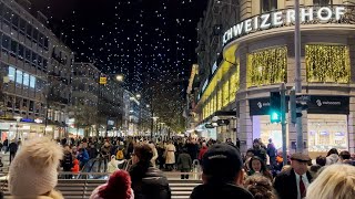 Zurich Christmas lights Bahnhofstrasse walk 4K HDR 60 fps November 2022 [upl. by Ricarda]