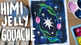 HIMI jelly gouache paint with me 🌷 tulips in space 🌌 [upl. by Popper]