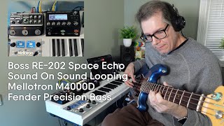 Boss RE202 Space Echo Sound On Sound Looping With Mellotron M4000D and Fender Precision Bass [upl. by Jochebed165]