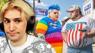 YouTuber Asks Americans Who Theyre Voting For President…  xQc Reacts [upl. by Ayoj]