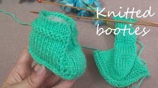 Baby booties How to Knit BABY BOOTIES simple for beginnerseasy [upl. by Anhavas]