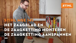 Het zaagblad en de zaagketting monteren amp de zaagketting aanspannen  STIHL MSE 141 [upl. by Aniled555]