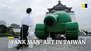 Giant inflatable ‘Tank Man’ in Taiwan recalls 1989 Tiananmen Square crackdown [upl. by Anderer]