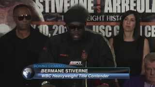 Bermane Stiverne loses his cool at the final press conference prior to fight with Arreola [upl. by Ahsiaa]