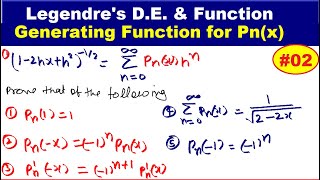 12 Generating function for Legendre function of first kind  Legendres Function [upl. by Bringhurst]