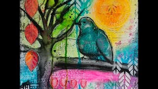 Mixed Media Canvas Sunshine Bird Tutorial [upl. by Sivolc]