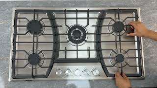 KOXKING 36quot Inch 5 burners Gas Cooktop Propane Gas Stove Top with Griddle NGLPG [upl. by Nalod]