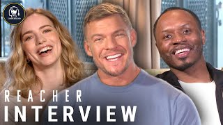 Reacher Interviews  Alan Ritchson Malcolm Goodwin Willa Fitzgerald and Lee Child [upl. by Daus]