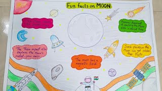 Space drawing  Fun facts on Moon Science activity school project ideas [upl. by Eibrab]