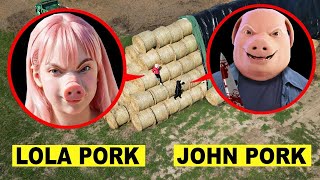 DRONE CATCHES JOHN PORK with sister LOLA PORK at ABANDONED BARN in Real Life [upl. by Brey304]