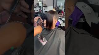 High Blunt Ponytail  Weave Adding wFringe Bangs [upl. by Anomer]