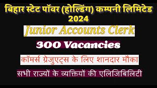 Bihar Junior Accounts Clerk Vacancy 2024  BSPHCL Junior Ac Clerk  Eligibility Syllabus Salary [upl. by Nyletac379]